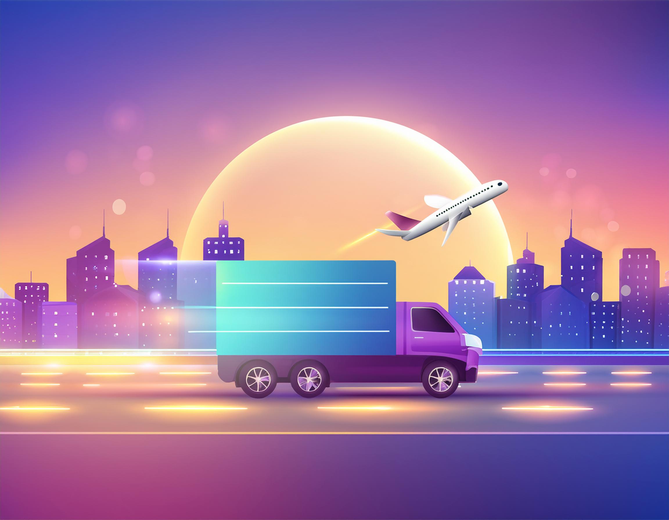 Illustration showcasing eco-friendly shipping practices in parcel forwarding, featuring recyclable packaging materials and green transportation methods.
