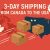Fast shipping boxes traveling from Canada to the USA with express delivery symbols