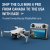 DJI Mini 4 Pro drone and RC 2 controller with text overlay promoting shipping from Canada to USA using ShipByMail – Canadian parcel forwarder solution.