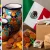Mexican cultural items and shipping symbols including embroidered textiles, ceramic pottery, traditional candy, and cardboard packages with a toy airplane and Mexican flag